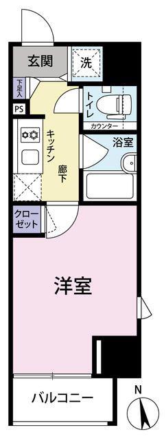 ヴェルト新宿夏目坂(1K/8階)の間取り写真