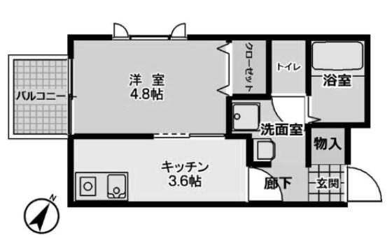 アリビア大観町(1DK/1階)の間取り写真