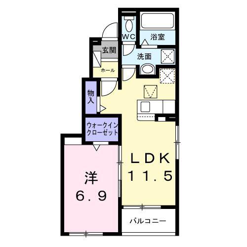 ノール・ボヌール(1LDK/1階)の間取り写真