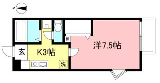 スリーワン三沢(1K/1階)の間取り写真