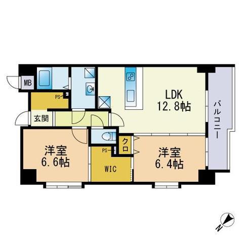 ロマンスリコ・III(2LDK/9階)の間取り写真