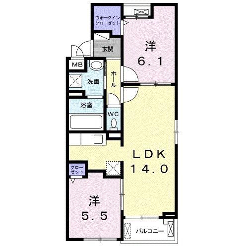 ビオルーチェ(2LDK/3階)の間取り写真