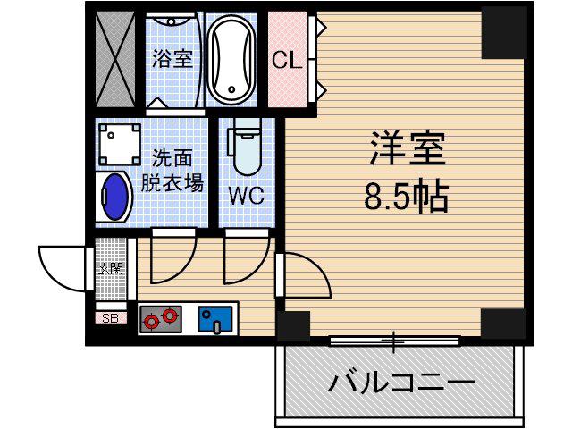S-RESIDENCE千里丘(1K/6階)の間取り写真