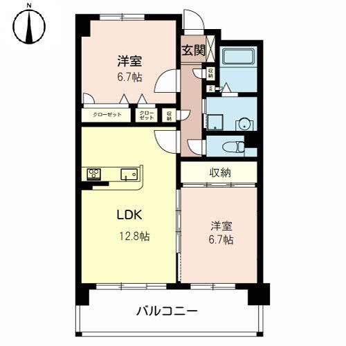 エスポワール今里(2LDK/2階)の間取り写真