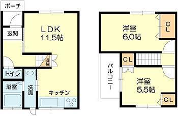 3加古川ヤングハイツ(2LDK/1階)の間取り写真