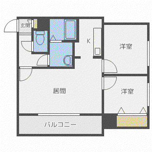 エミュー麻生(2LDK/3階)の間取り写真