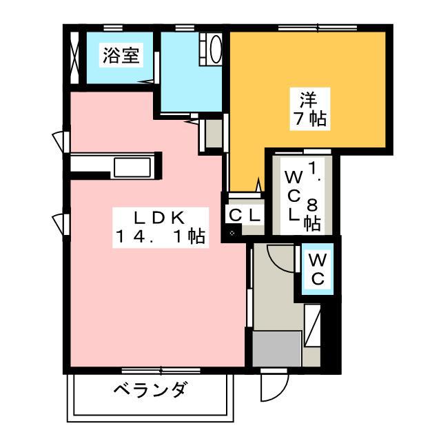 ベルスリーズA棟(1LDK/1階)の間取り写真