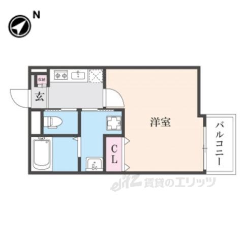 ALEGRIA草津(1K/1階)の間取り写真
