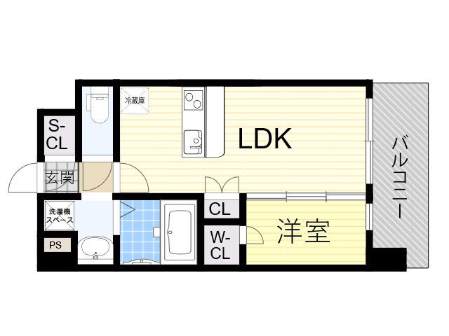 エスリードレジデンス都島ノース(1LDK/7階)の間取り写真