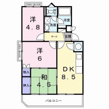 カサグランデ藤江(3DK/1階)の間取り写真