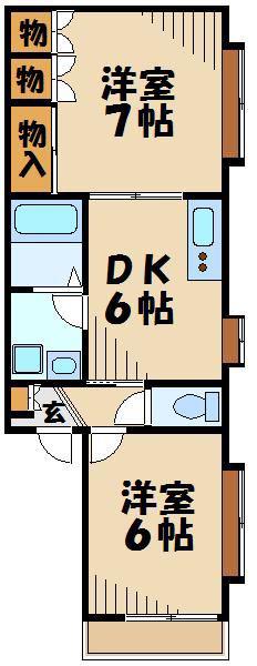 メゾンカルテット(2DK/2階)の間取り写真