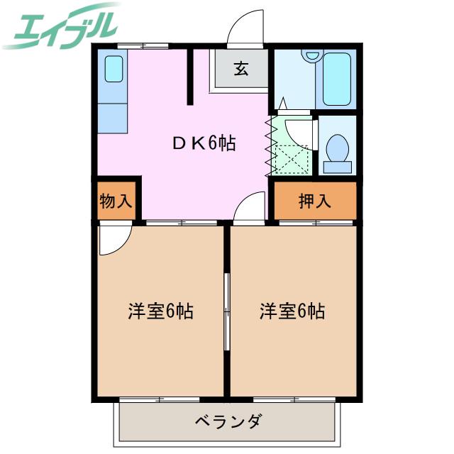 ハイツ竹腰(2LDK/2階)の間取り写真