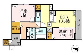 D-CRINUM 下土狩II(2LDK/1階)の間取り写真