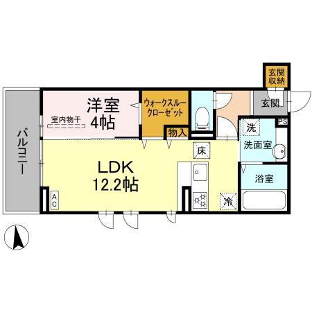アウェーナス朝美(1LDK/1階)の間取り写真