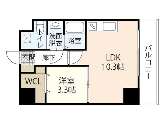 ペルソナ大手町(1LDK/6階)の間取り写真