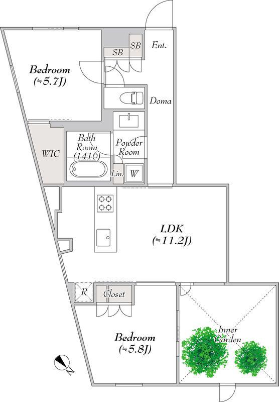 ポラスト代々木(2LDK/1階)の間取り写真