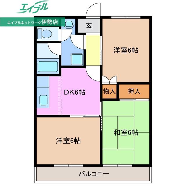 レジデンスモトマチ(3DK/2階)の間取り写真