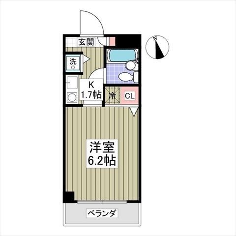 ハイツオータニ(1K/2階)の間取り写真