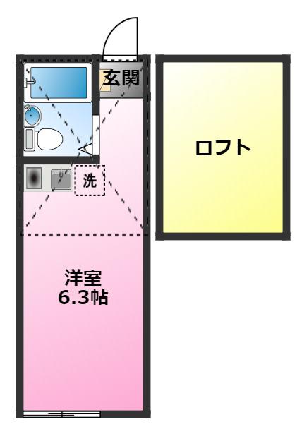 ユナイトステージ元住吉壱番館(ワンルーム/2階)の間取り写真