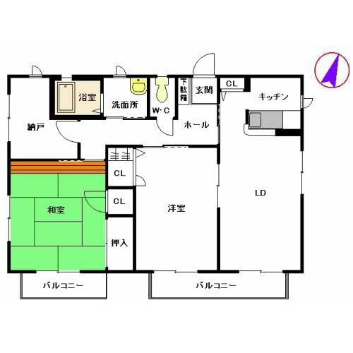 シャーメゾン西間 (2LDK/1階)の間取り写真