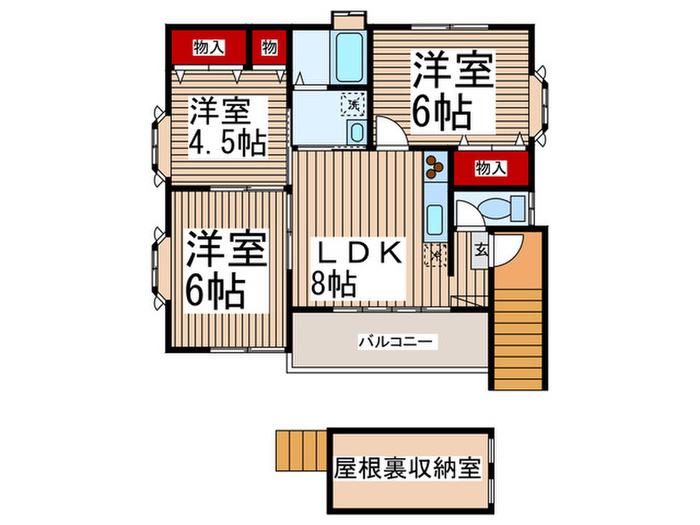 西武新宿線 新所沢駅 徒歩8分 2階建 築29年(3LDK/2階)の間取り写真
