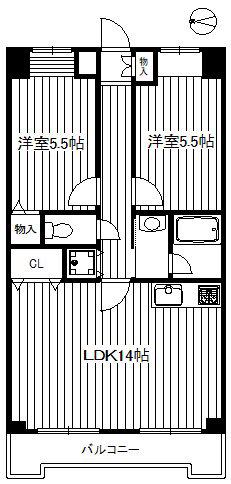 リンデンハイム赤塚(2LDK/2階)の間取り写真