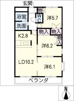 ネオハイツ立木(3LDK/4階)の間取り写真