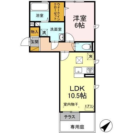 CATALINA(1LDK/1階)の間取り写真