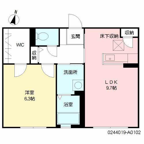 グレイス原良(1LDK/1階)の間取り写真