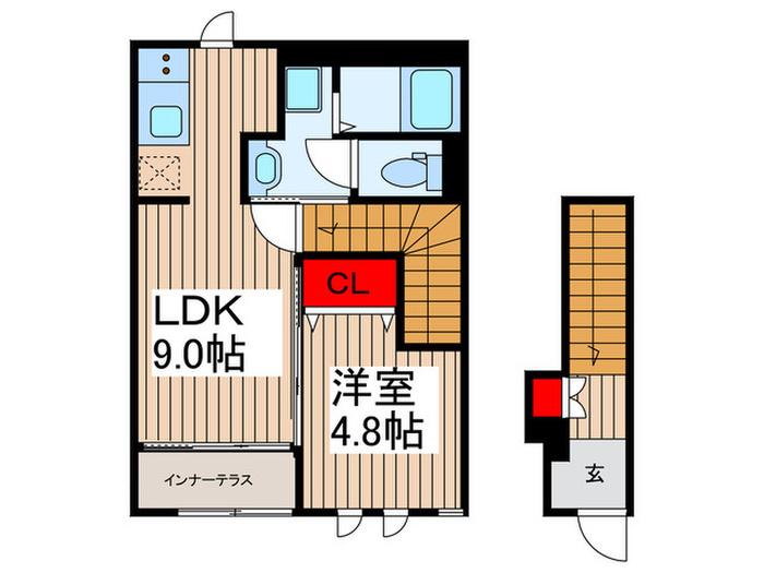 OLIVE TERRACE(1LDK/2階)の間取り写真