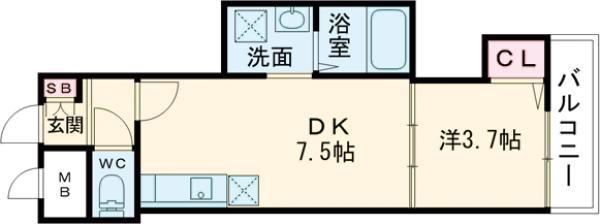 F ASECIA PUR 湊(1DK/2階)の間取り写真