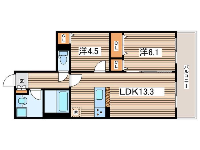 デイアSTIII(2LDK/1階)の間取り写真