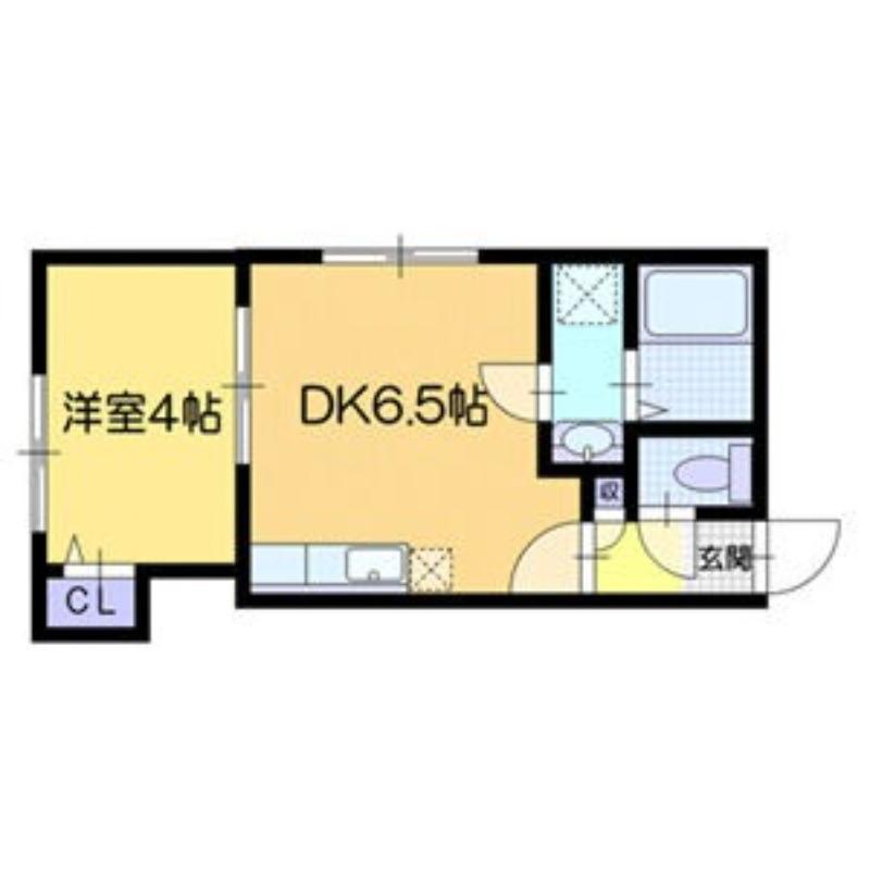 ホヌ豊平B棟(1DK/2階)の間取り写真