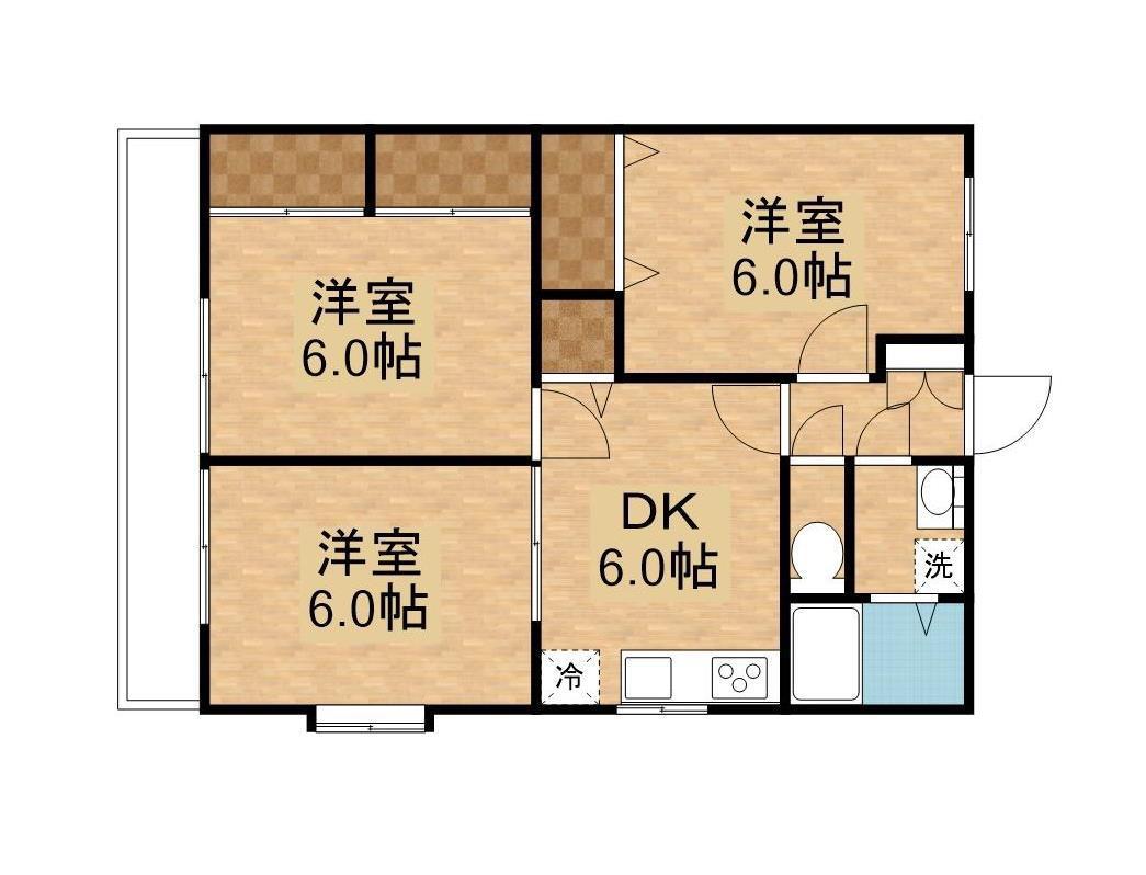 グランディール中嶋(3DK/1階)の間取り写真