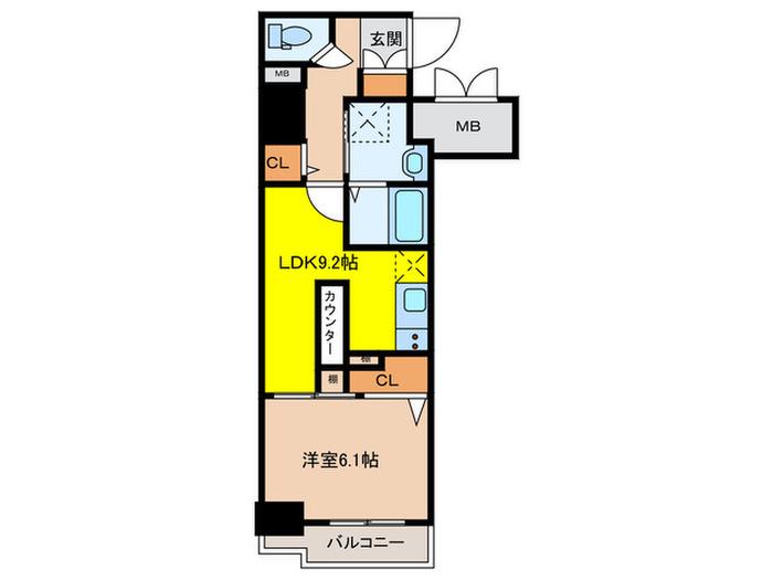 エスペランサ大橋II(1LDK/13階)の間取り写真