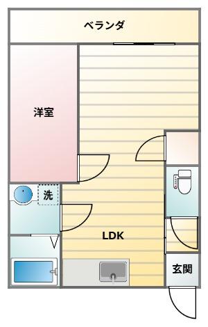 コーポエスペランサA(1LDK/1階)の間取り写真