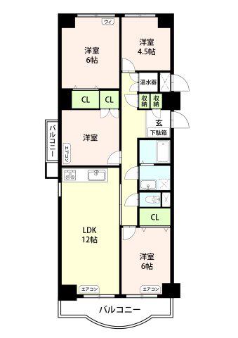 名鉄名古屋本線 山王駅(愛知) 徒歩8分 14階建 築47年(4LDK/6階)の間取り写真