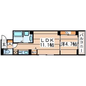 元貞坂S(1LDK/3階)の間取り写真