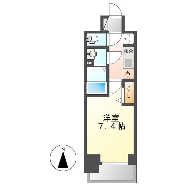 プレサンス桜通ベルノ(1K/2階)の間取り写真