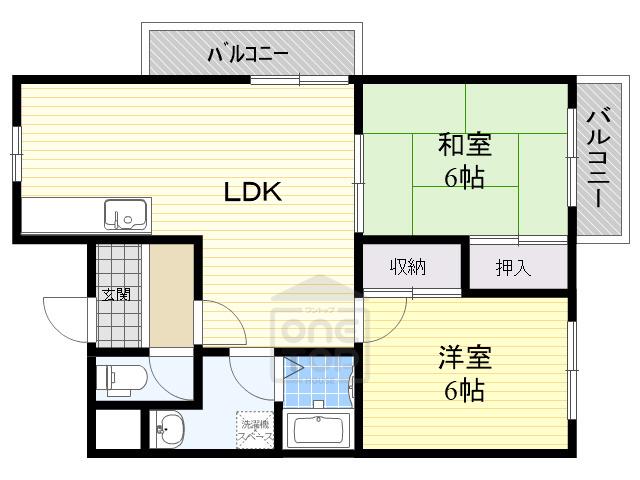サンローゼMIYATA(2LDK/2階)の間取り写真
