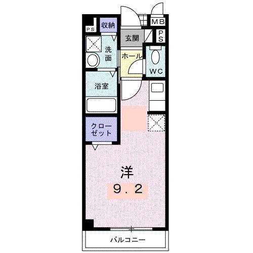 カーサ木太II(ワンルーム/2階)の間取り写真