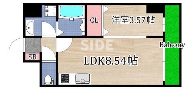 NINE RESIDENCE(1LDK/7階)の間取り写真