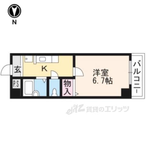 クレール山陵(1K/2階)の間取り写真