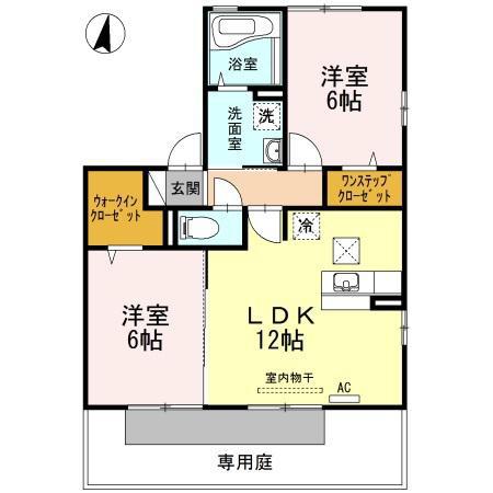 プリマクレールB棟(2LDK/1階)の間取り写真