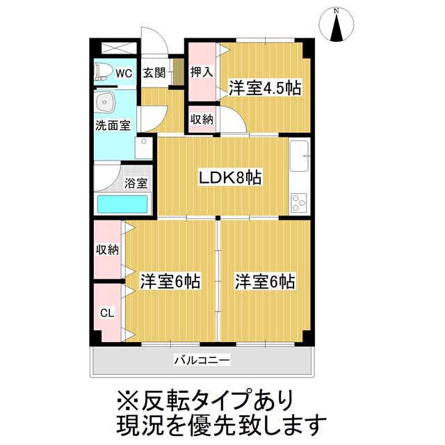 ヴィルコメンツヴァイ(3DK/3階)の間取り写真