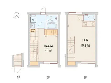 クアードロ中野サウス(1LDK/2階)の間取り写真