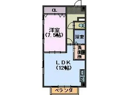 月乃輪コーポラス(1LDK/2階)の間取り写真