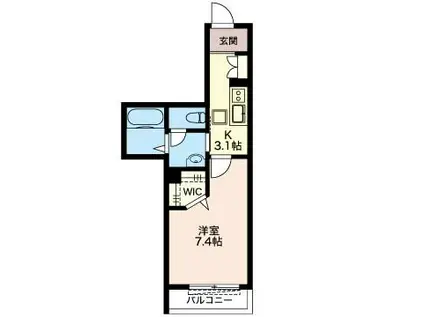 プレミアス(1K/1階)の間取り写真