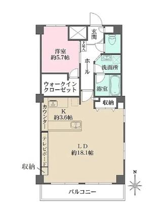 藤和ハイタウン新宿(1LDK/7階)の間取り写真