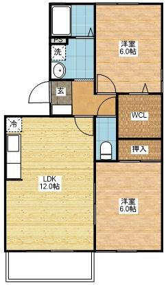 まなび野七番館(2LDK/2階)の間取り写真